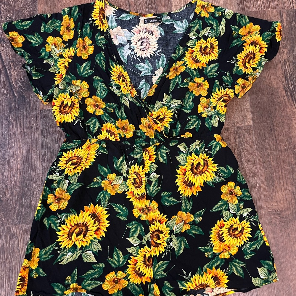 Sunflower Print Romper